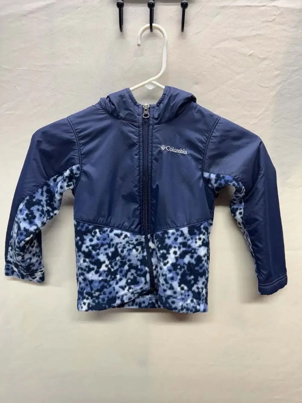 Columbia Toddler Steens Mt II Overlay Hooded Fleece Jacket Blue Floral Size 4T